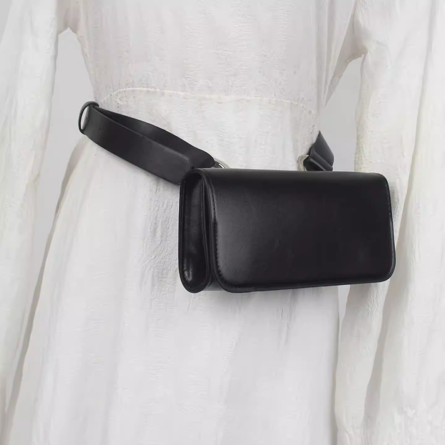 Belt Bag Leather Wide - حزام جلد صناعي للرجال والنساء، حزام