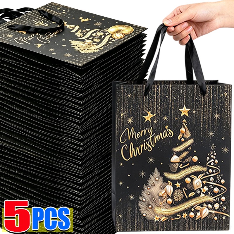 Luxury Xmas Bags - 1/5 قطع من أكياس الهدايا السوداء