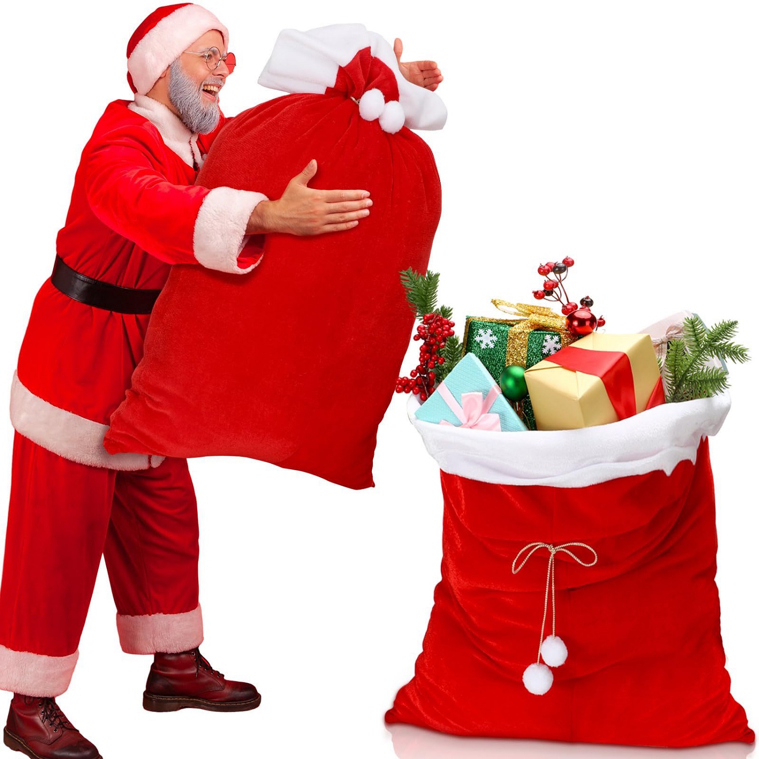 أكياس هدايا عيد الميلاد المخمل - مراجعة Luxury Xmas Bags وسعره