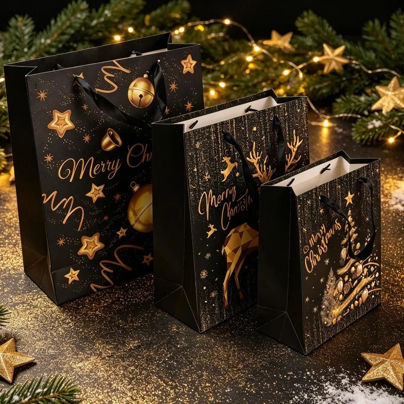 1/5 قطع من أكياس الهدايا السود - مراجعة Luxury Xmas Bags وسعره