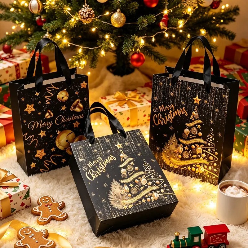 1/5 قطع من أكياس الهدايا السود - مراجعة Luxury Xmas Bags وسعره
